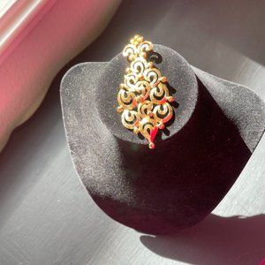 Vintage Monet 60's Mantilla Brooch Articulated Swirl Dangle Gold Tone